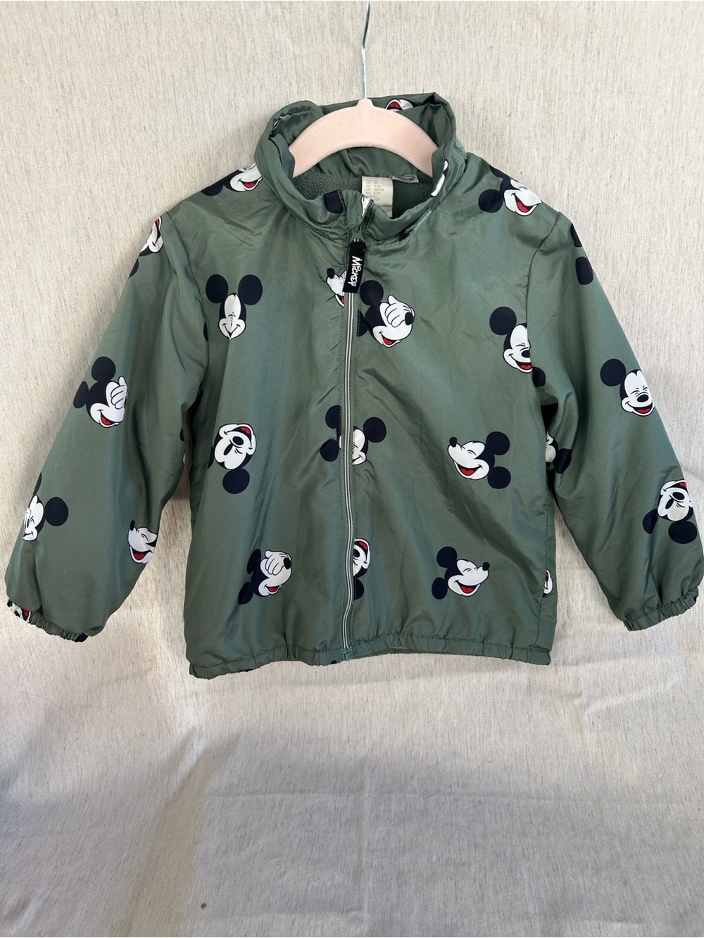 Disney Olive Green Mickey Mouse Zip-Up Rain Jacket